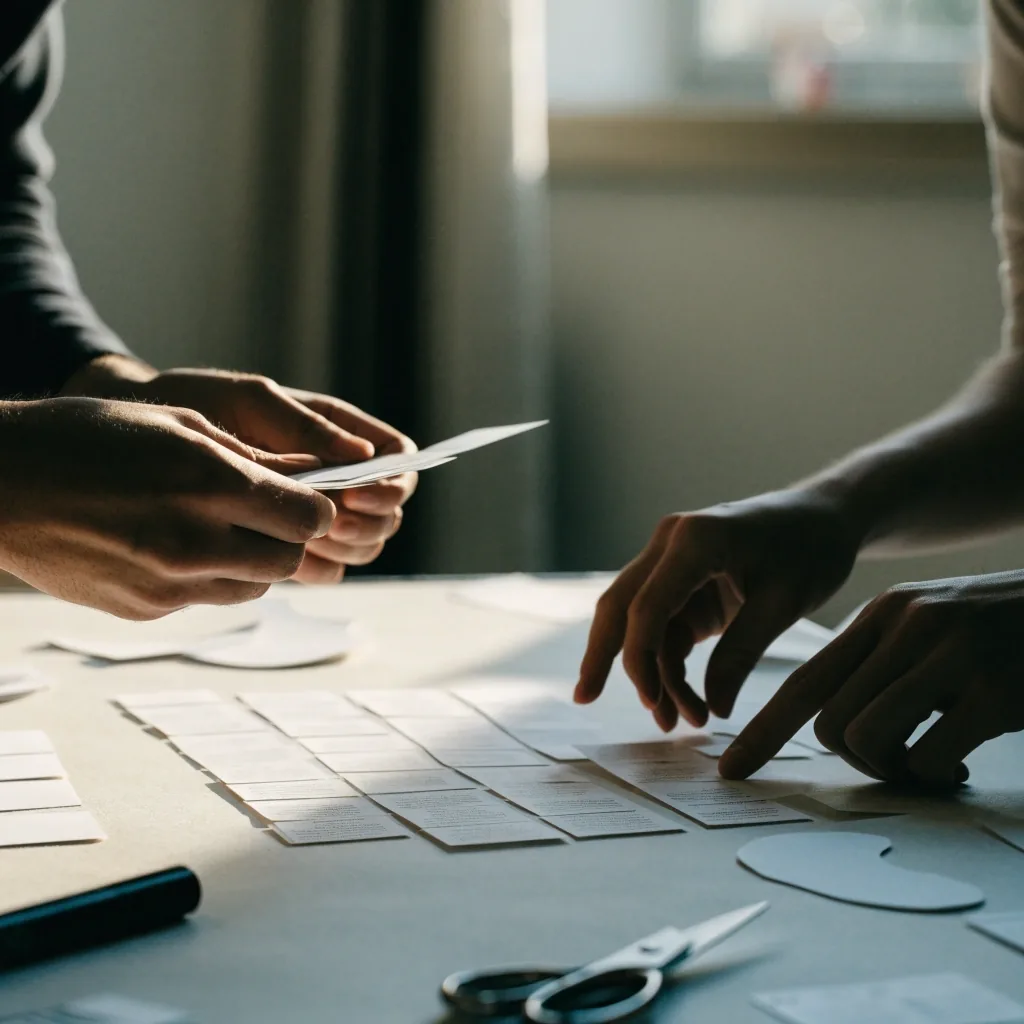 Skupinová práce s papírovými prototypy aplikace na UX workshopu