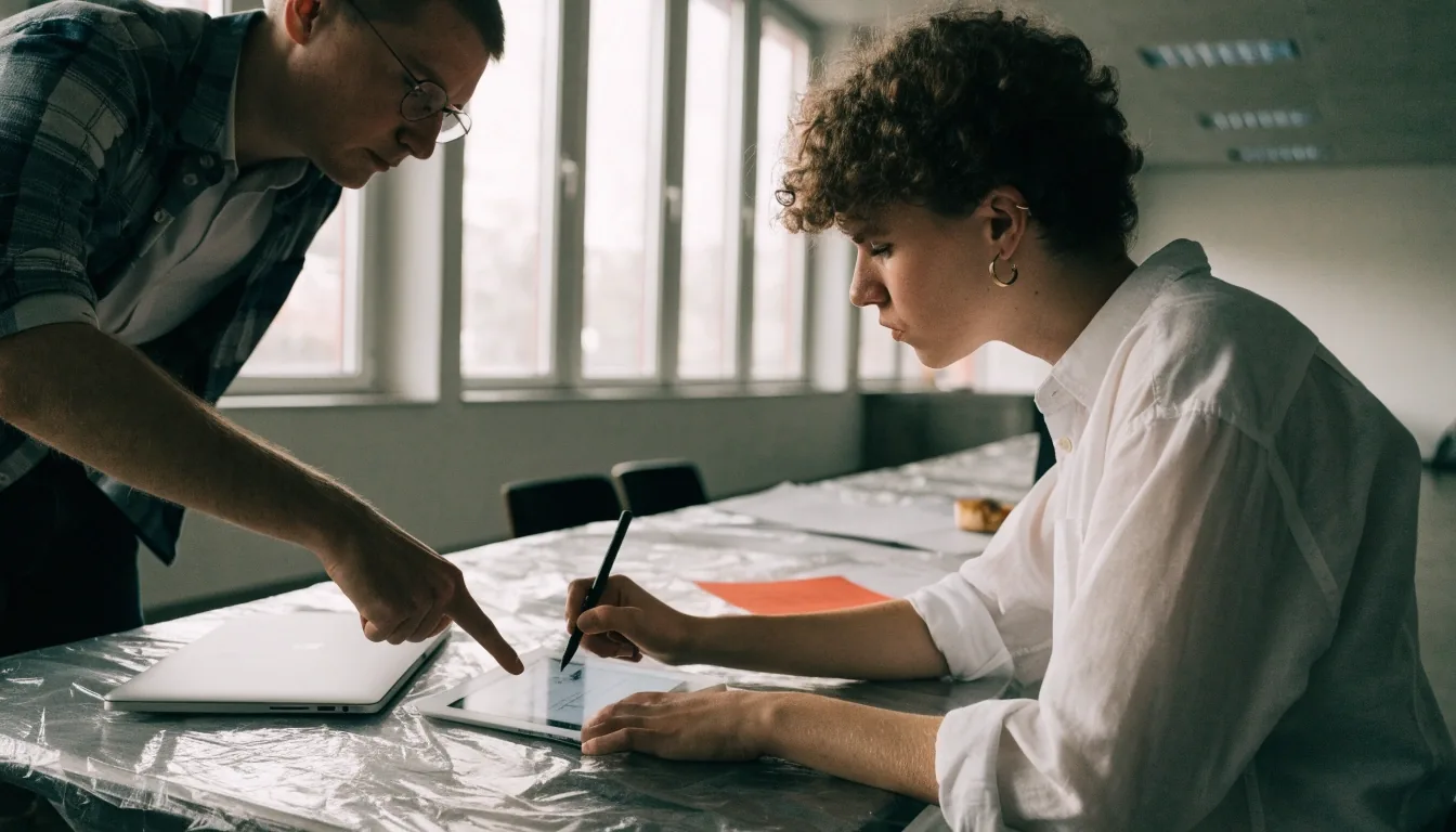 Učebna školy webového designu během workshopu s účastníky kurzu